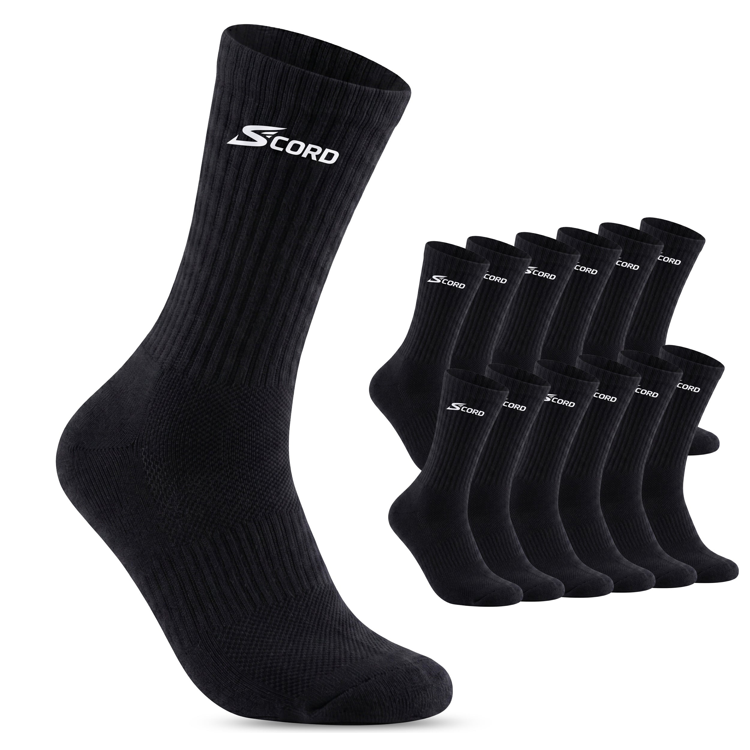 SCORD Sportsocken Herren & Damen – Weiße & Schwarze Baumwollsocken 3 Paar