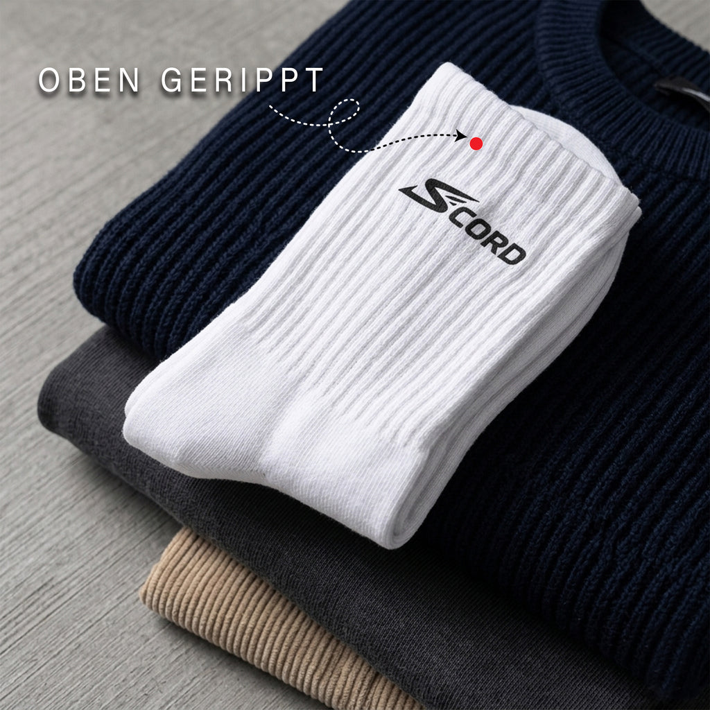 Premium Sportsocken Herren & Damen – Atmungsaktive Baumwollsocken Weiß – 3 Paar